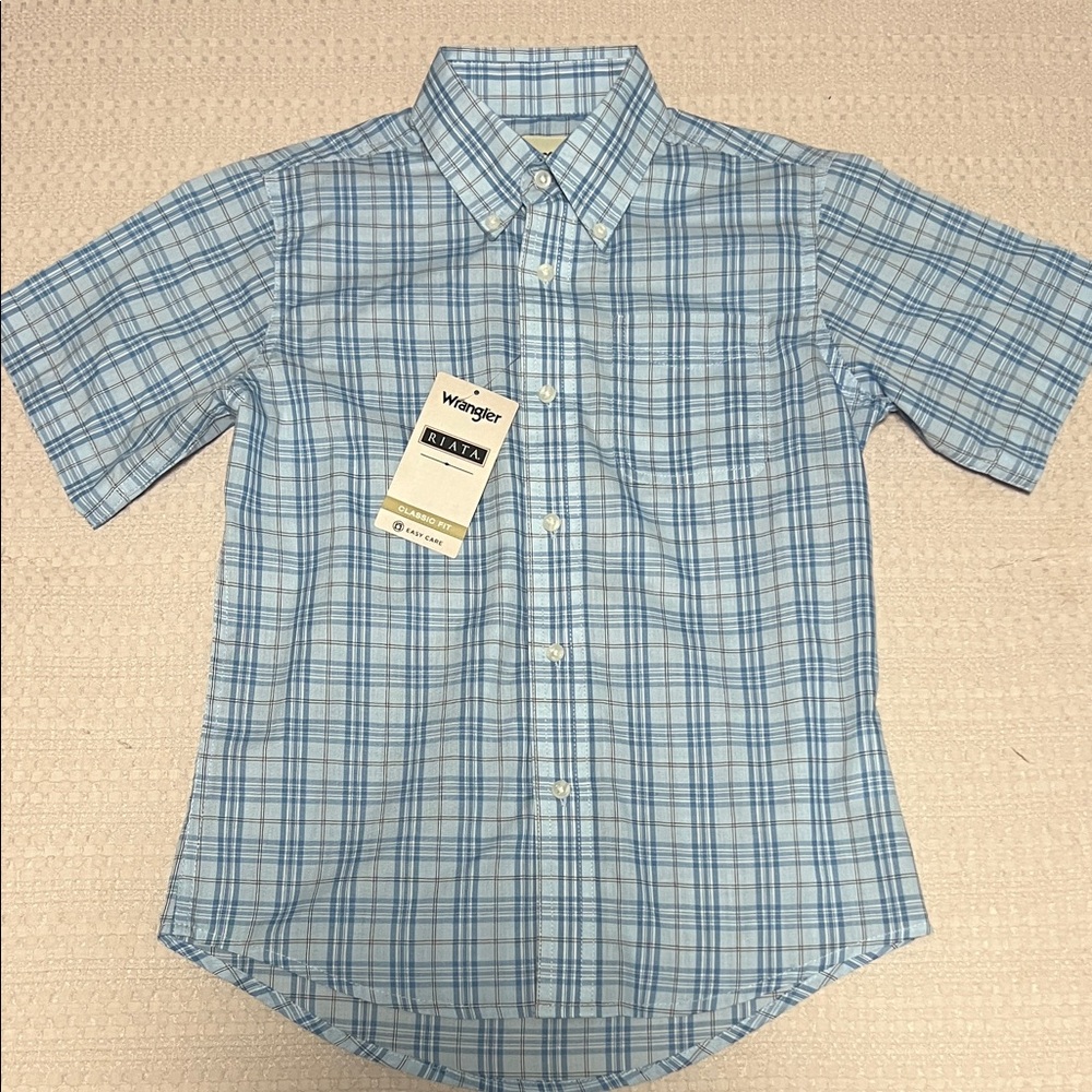 Wrangler Boys Light Blue Checkered Shirt